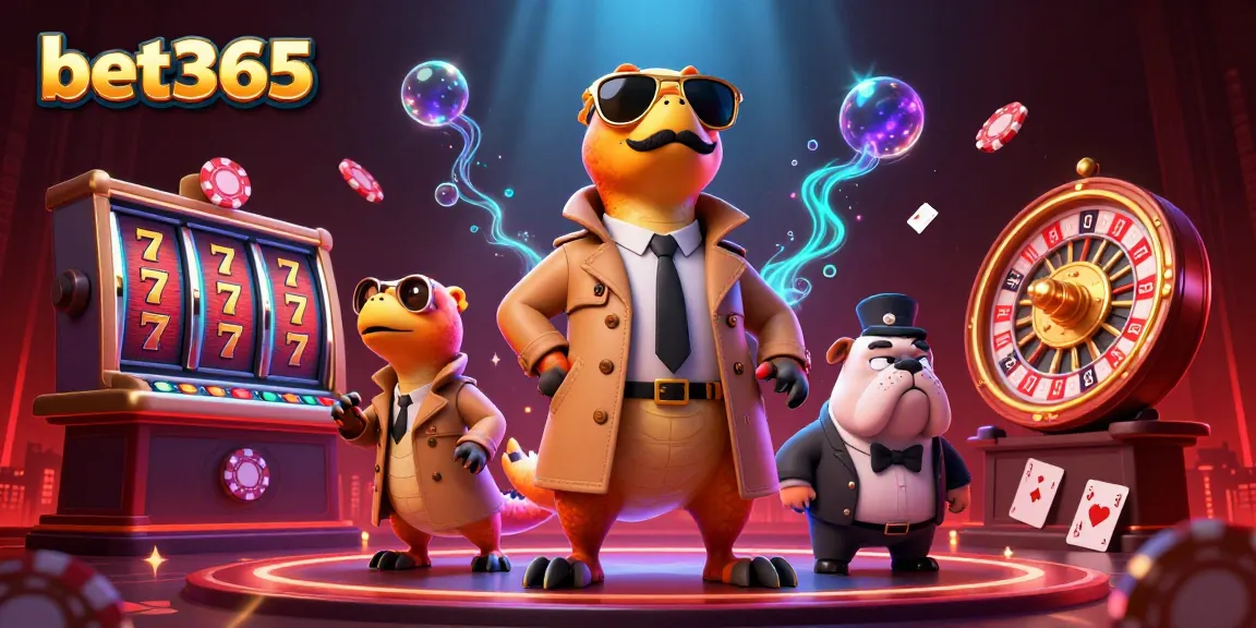 Experience bet365's exciting VIP casino atmosphere with playful raptors and vibrant gaming elements.