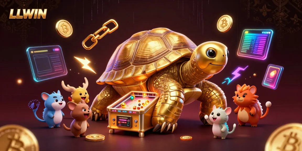 Engage in thrilling gameplay with LLWIN's vibrant 3D casino experience featuring colorful crypto elements.