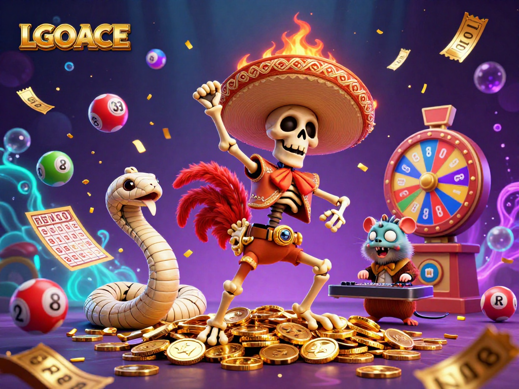 LGOACE showcases exciting lottery games with dynamic characters and vibrant elements.
