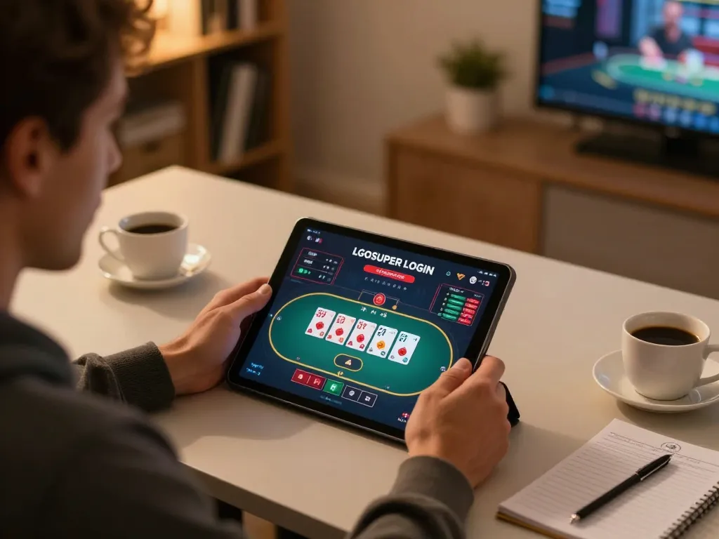 Engage with LGOSUPER LOGIN for an exciting online gambling experience on a tablet.