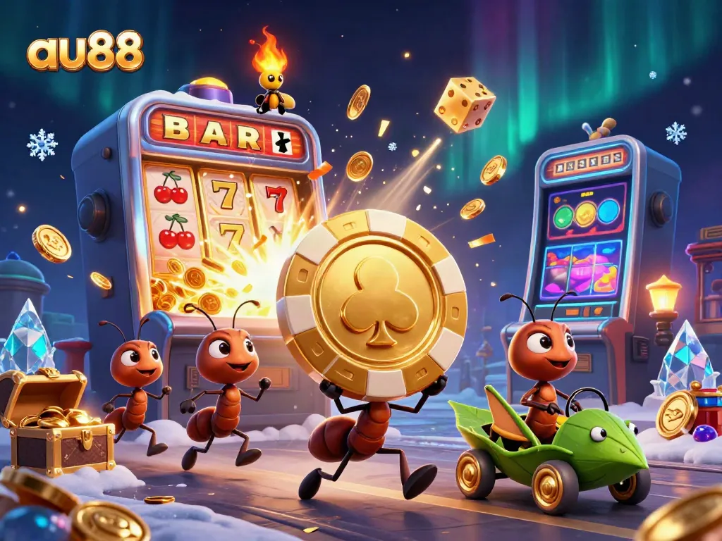 Experience thrilling fun at au88 with ants in a heist and vibrant jackpot symbols