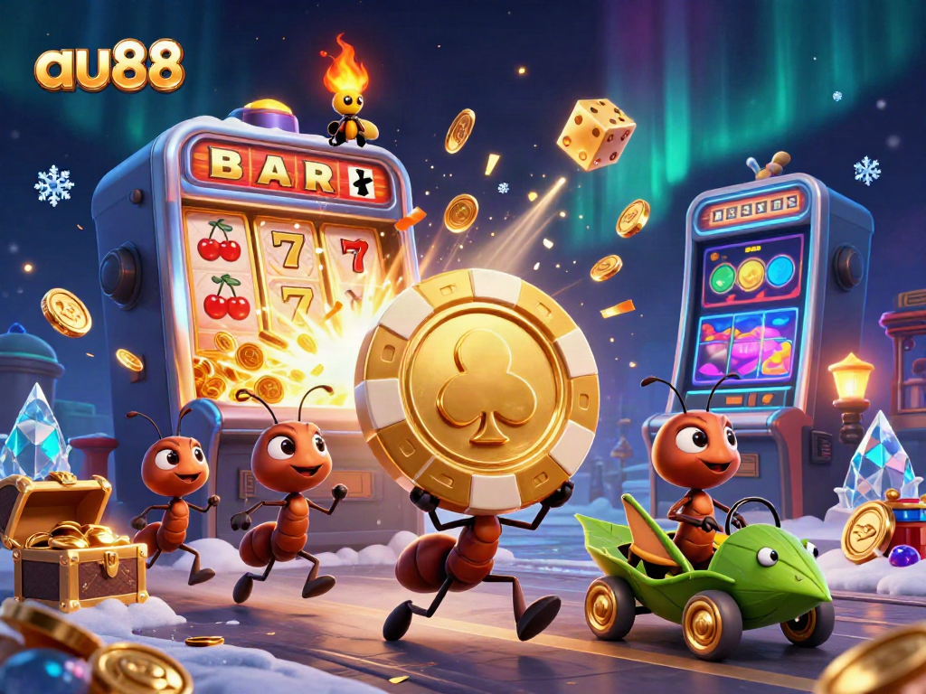 Experience thrilling fun at au88 with ants in a heist and vibrant jackpot symbols