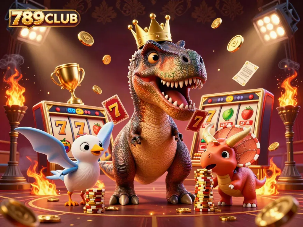 Experience thrilling play at 789CLUB with vibrant casino characters and dynamic slot game elements.