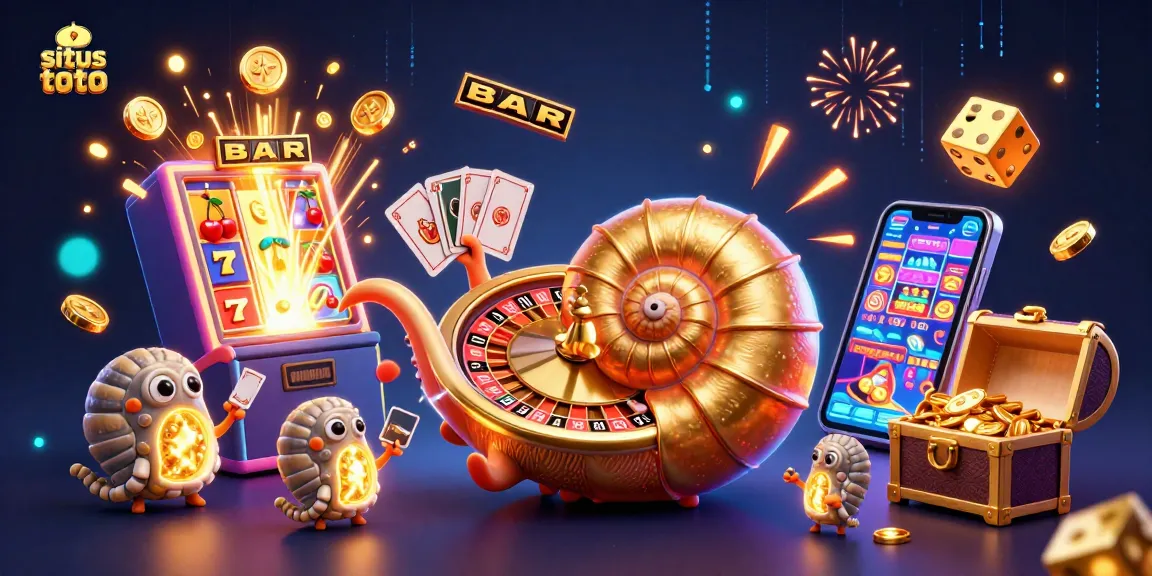 Engaging and vibrant scene of situs toto featuring a giant nautilus roulette and jackpot explosions.