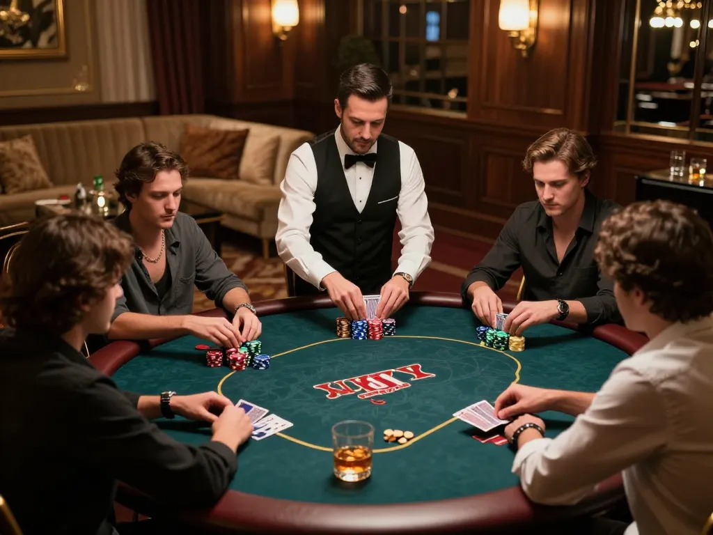 Players engage in an intense game of poker, showcasing LGO GOAL's strategic gaming appeal.