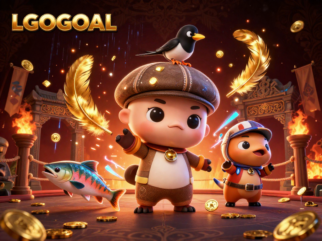 Engage with LGOGOAL's exciting gambling universe featuring cartoonish characters and vibrant casino elements.