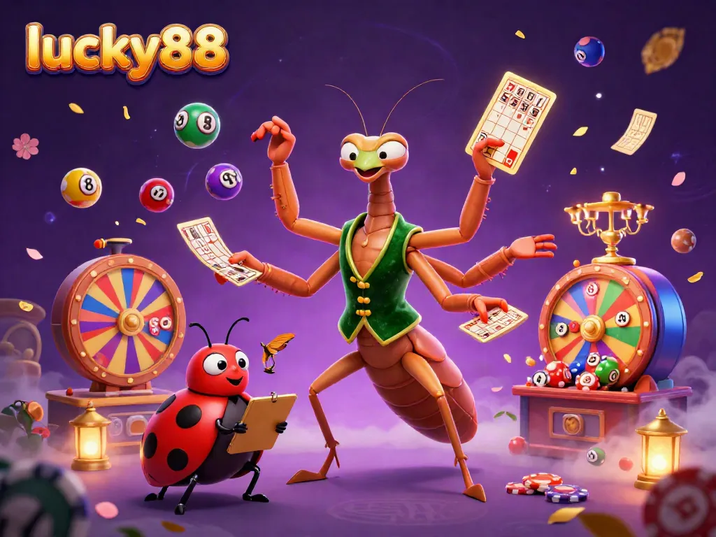 Experience the excitement of lucky88 with a vibrant 3D scene featuring playful characters celebrating wins.