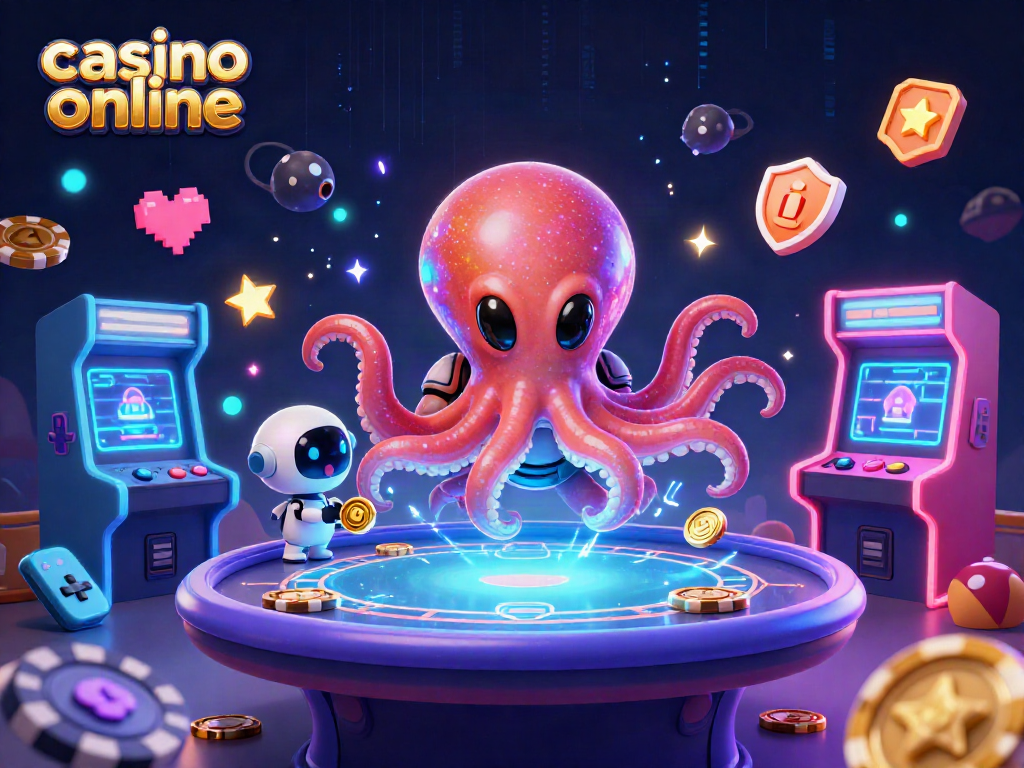 Juega en un casino online con la emoción del póker, donde un pulpo alienígena dirige mesas holográficas.