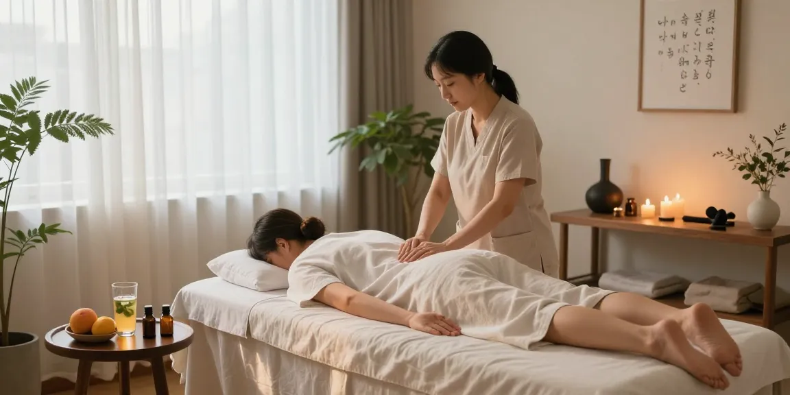 Relaxing 성남출장안마 service in a tranquil massage studio with calming ambiance and essential oils.