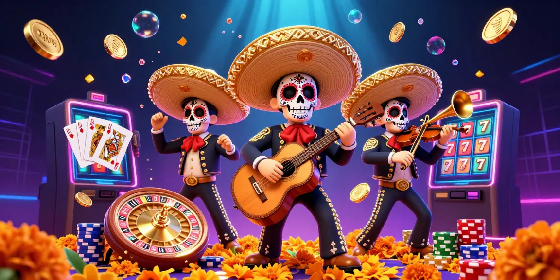 Play and win with 79king amidst vibrant mariachi celebration in a bustling casino atmosphere.