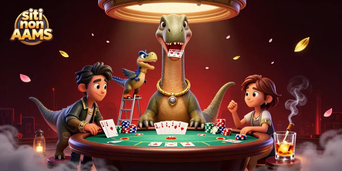 Scopri i siti non AAMS con i migliori bonus mentre giochi a poker con un dinosauro divertente.