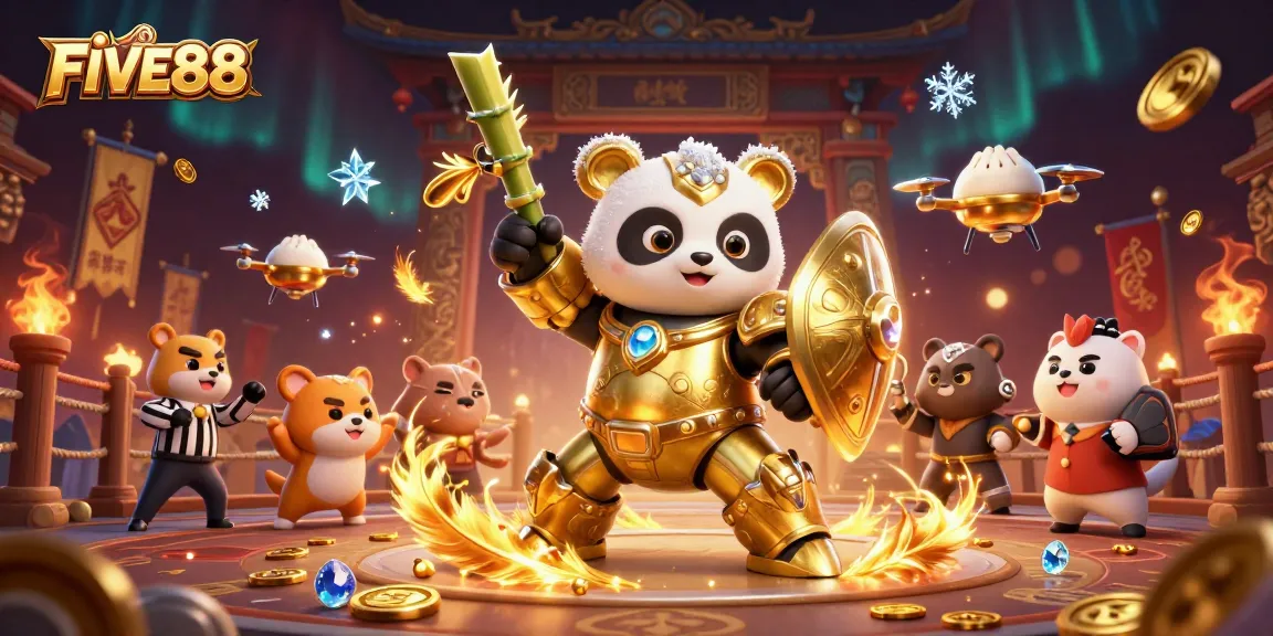 Engage in thrilling gameplay at FIVE88 with dynamic casino action and a festive arena atmosphere.