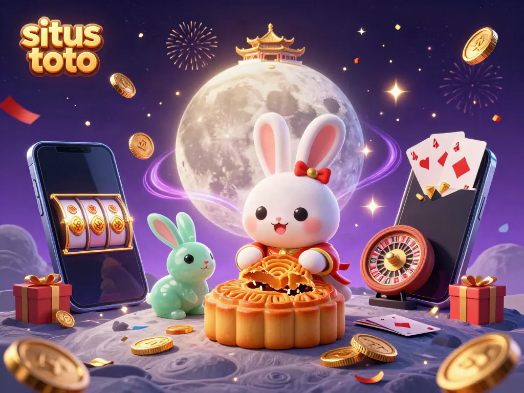 Win with situs toto by enjoying vibrant casino elements and festive characters celebrating together.