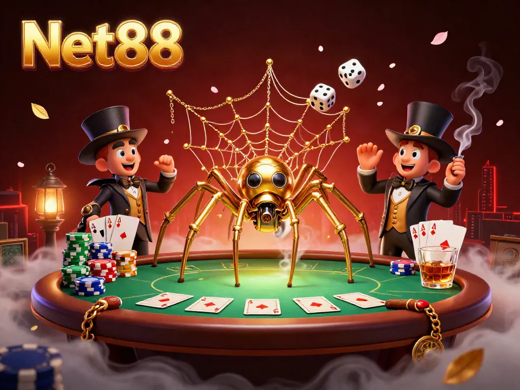 Experience thrilling gaming action at Net88 with this unique steampunk-themed digital illustration.