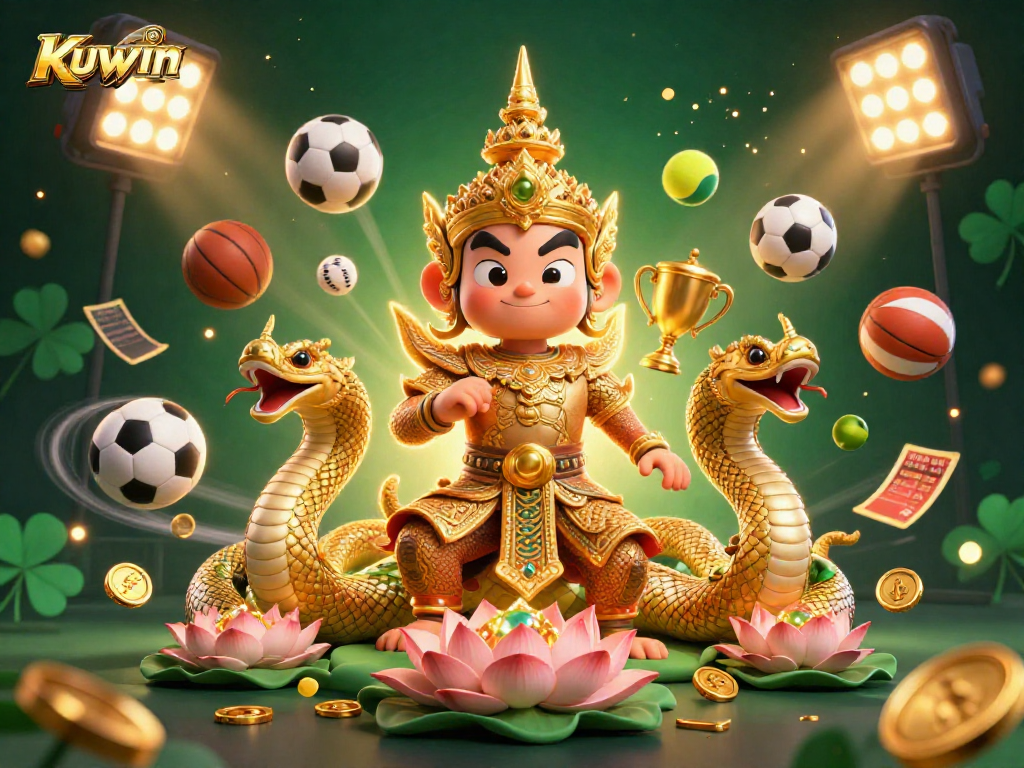 Experience excitement at KUWIN with vibrant gaming elements, including sports and casino themes.