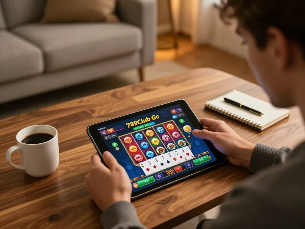 Engaging online gaming session with 789clubgo displayed on a tablet, emphasizing strategic play and excitement
