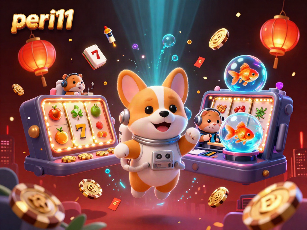 Experience the exhilarating world of peri11 with this vibrant online casino illustration featuring animated slot reels.
