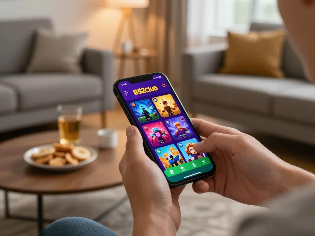 B52club mobile gaming experience with players engaging in exciting gameplay on a smartphone.
