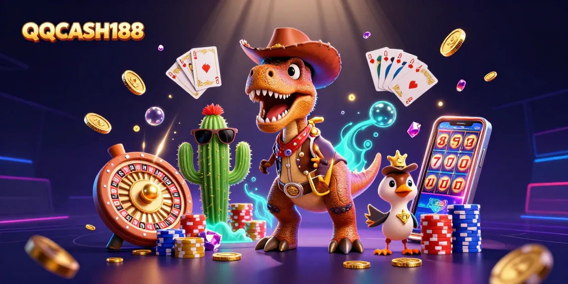 Experience thrilling gameplay at QQCASH188 with exciting slot machine visuals and dynamic casino elements.