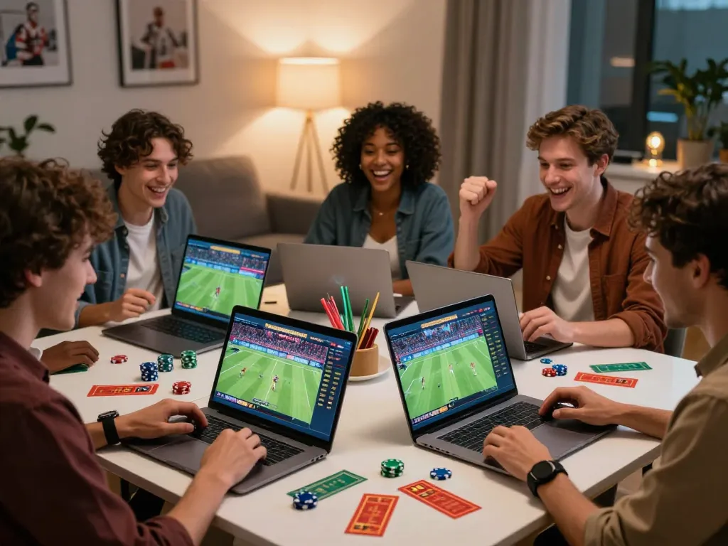 Exciting online betting atmosphere with friends engaging in live sessions on the 9exch website.