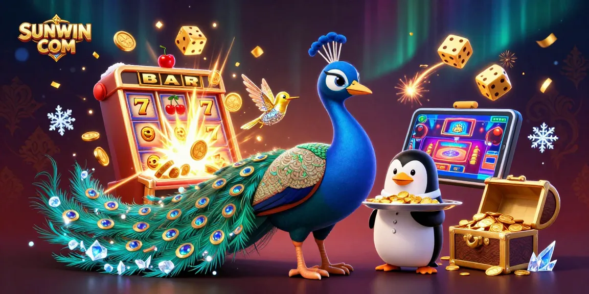 Experience thrilling wins with SUNWIN COM in a vibrant casino scene featuring colorful characters and dynamic game elements.