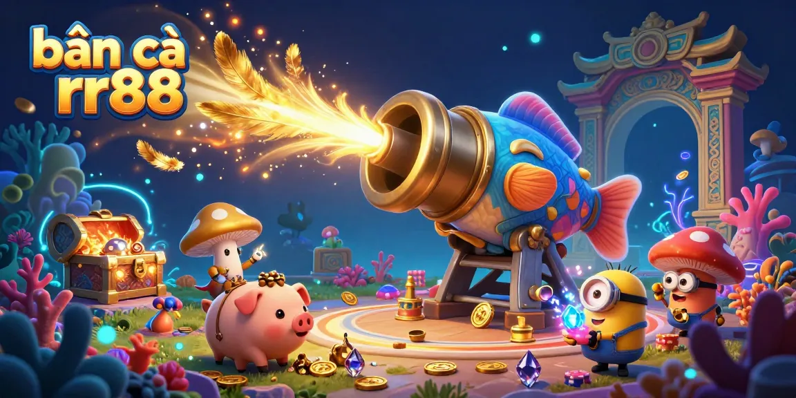 bắn cá rr88 captures excited players shooting at vibrant sea creatures in a colorful underwater slot game.