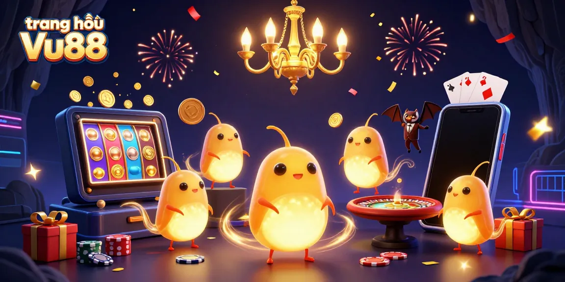 Experience the excitement of gambling at trang chủ Vu88, featuring vibrant glowworms and a bat dealer.