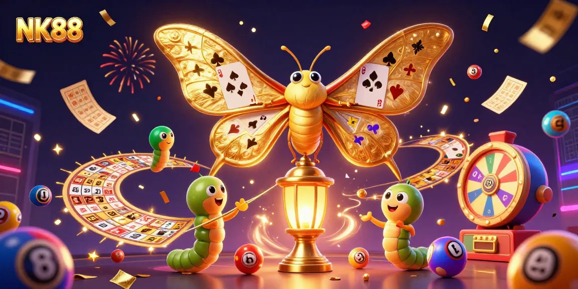 Join the excitement at NK88 with dynamic gaming visuals, vibrant lottery elements, and festive casino themes.