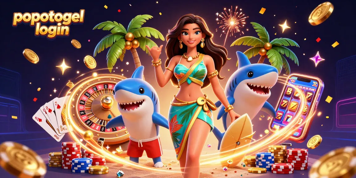 Experience easy popotogel login with exciting gameplay, interactive shark character, and vibrant casino elements.