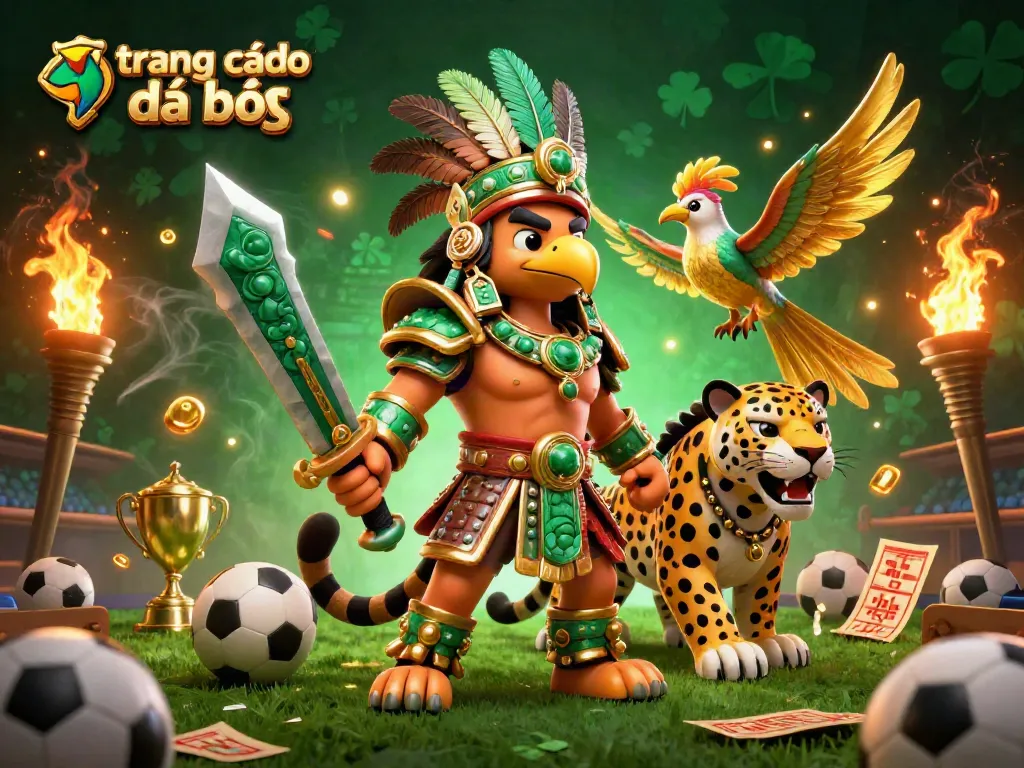 Khám phá trang cá độ đá bóng với các nhân vật Aztec chiến đấu dưới ánh đèn rực rỡ.