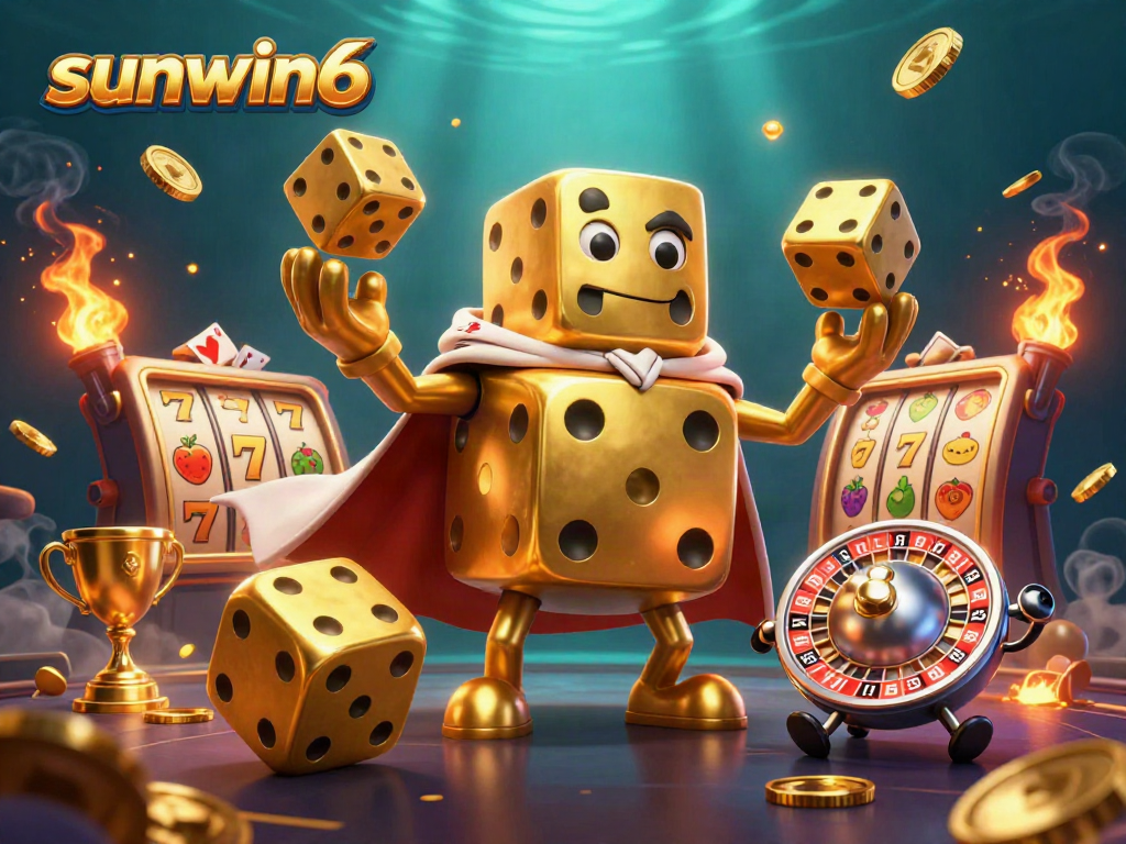 Engage with the action of sunwin6 through vibrant golden dice and dynamic casino elements.