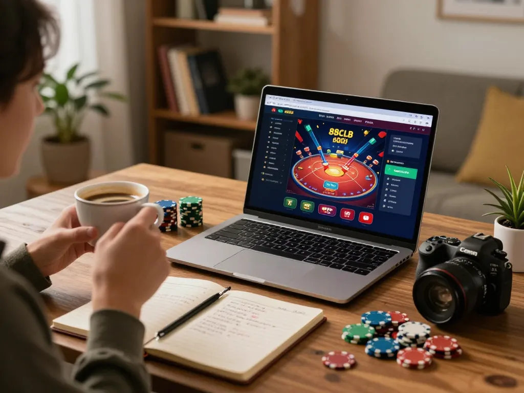 Engaged player optimizing strategies on the 88clbgo online casino platform within a cozy home setup.