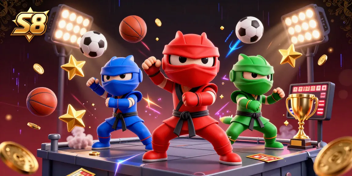S8 provides thrilling sports betting action featuring ninja chameleons with vibrant game elements.