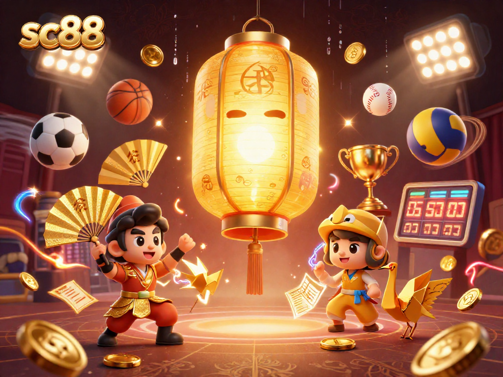 Immerse in sc88 as the radiant lantern spirit dazzles above a vibrant night market casino scene.
