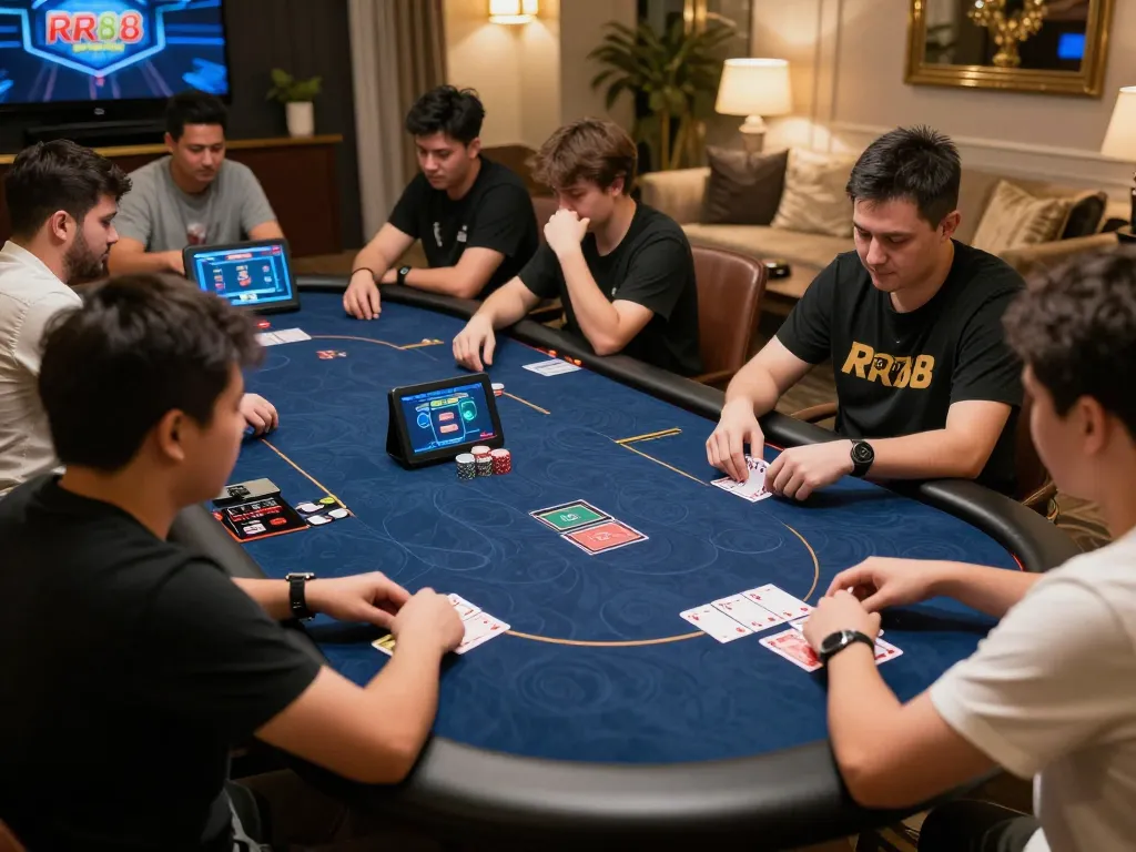 Players engage in an exciting online poker game at RR88, showcasing vibrant graphics and strategic gameplay.