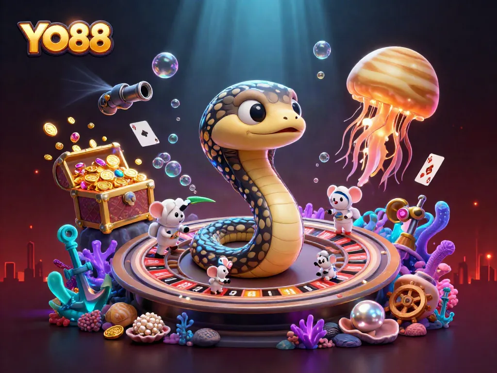 Experience YO88's thrilling roulette with astronauts betting in a vibrant cosmic casino scene.