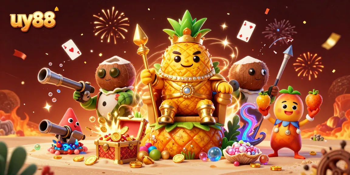 Engage in thrilling casino action with uy88's vibrant 3D illustrated scenarios featuring dazzling game elements.