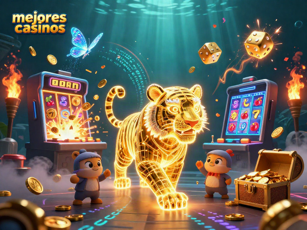 Accede a los mejores casinos con el tigre de luz y jackpot en acción.