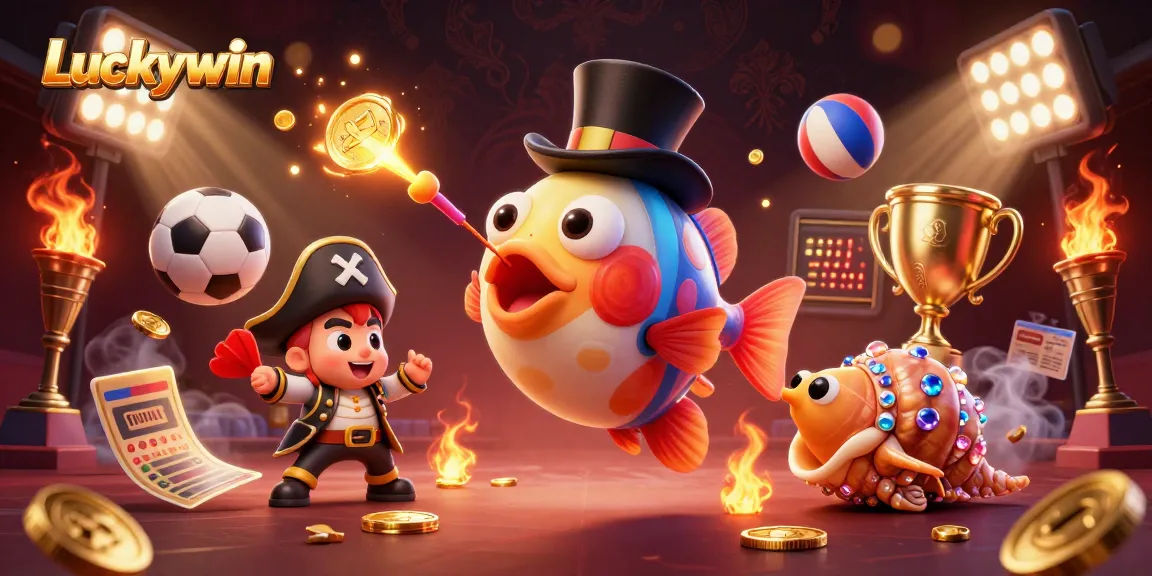 Engage with Luckywin's exciting casino games featuring unique characters in a vibrant underwater theme.