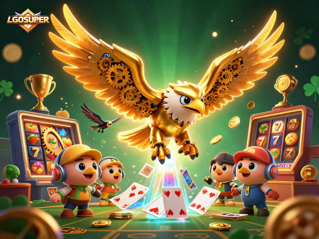 Play exciting slots at LGOSUPER with a dazzling golden eagle and dynamic game elements.