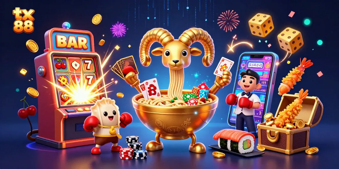 Win big with tx 88 at the casino, featuring vibrant characters and exciting gaming elements.