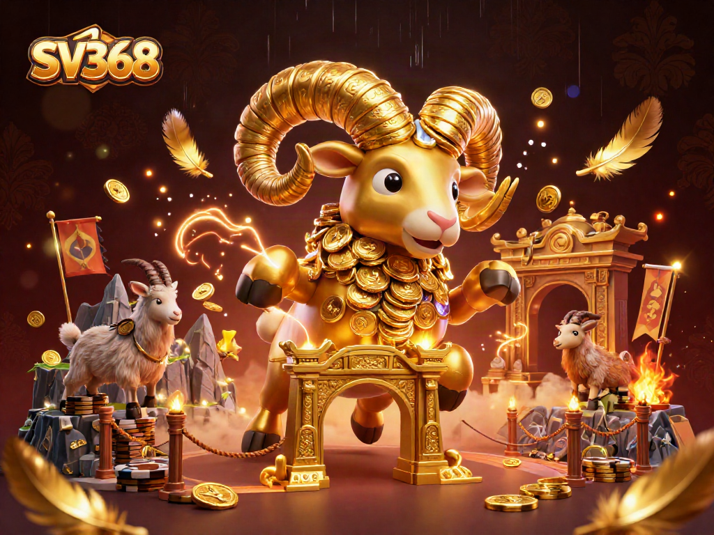 Engage with SV368: A vibrant casino battle featuring a golden ram and playful mountain goats.