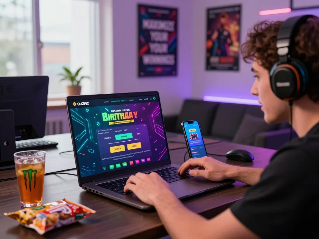 Player exploring Crickex bonuses and promotions in a lively gaming room, enhancing their betting experience with excitement and engagement.