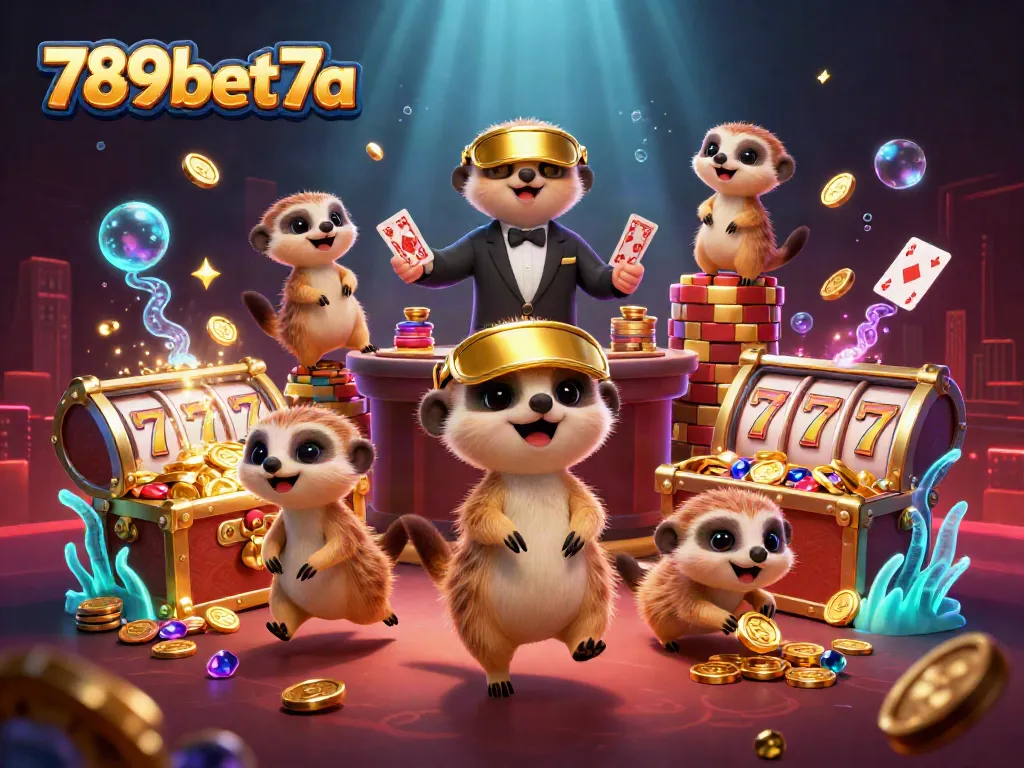 Experience the excitement of 789bet7a with meerkats managing a vibrant casino, featuring dynamic game elements and rich visuals.