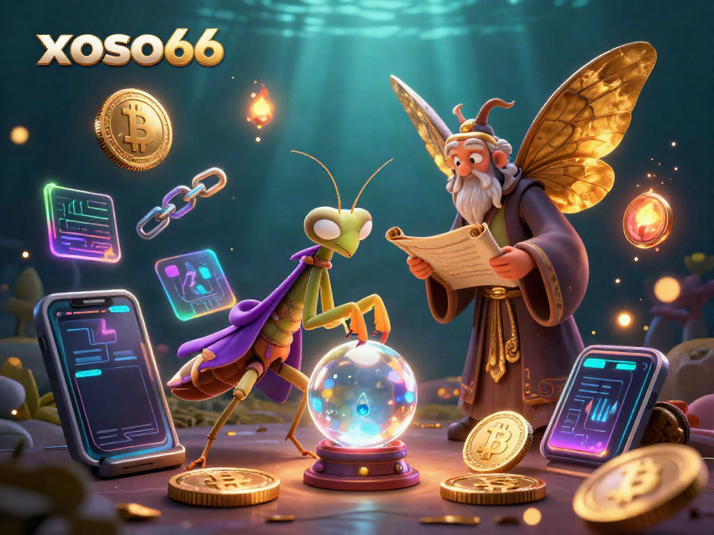 Engage in thrilling online play with xoso66, featuring vivid casino elements and magical characters.