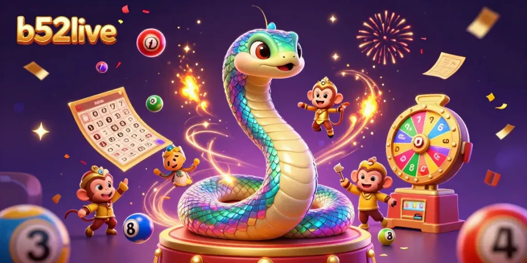 Experience excitement with b52live, featuring dynamic characters and gambling elements in a vibrant scene.