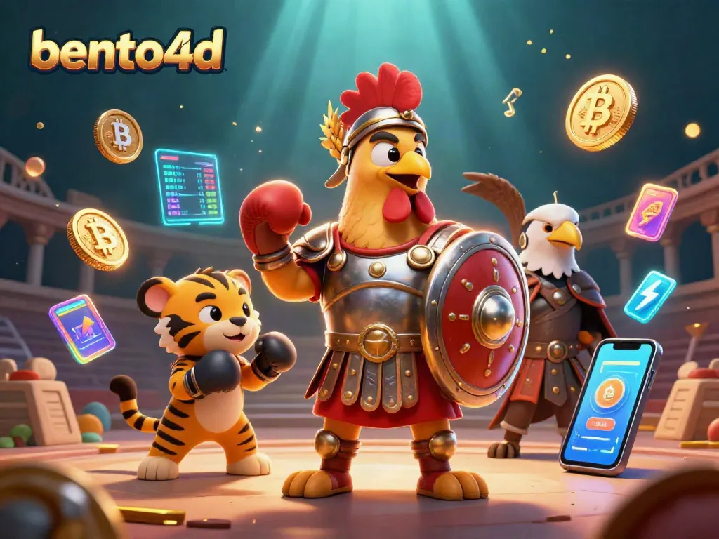 Engage with bento4d through thrilling casino action featuring a gladiator rooster and lively elements.