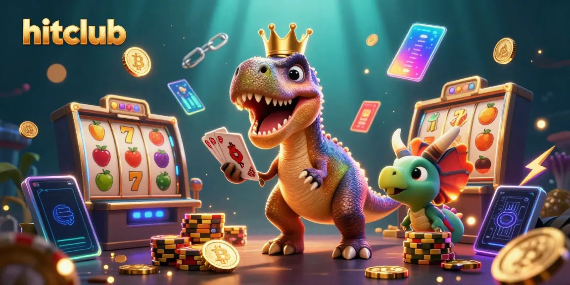 Join in the excitement of hitclub with T-Rex shuffling cards and baby triceratops stacking chips.