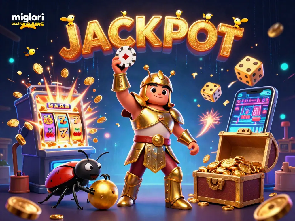I migliori casino non AAMS offrono slot e favolosi jackpot in un'illustrazione colorata.