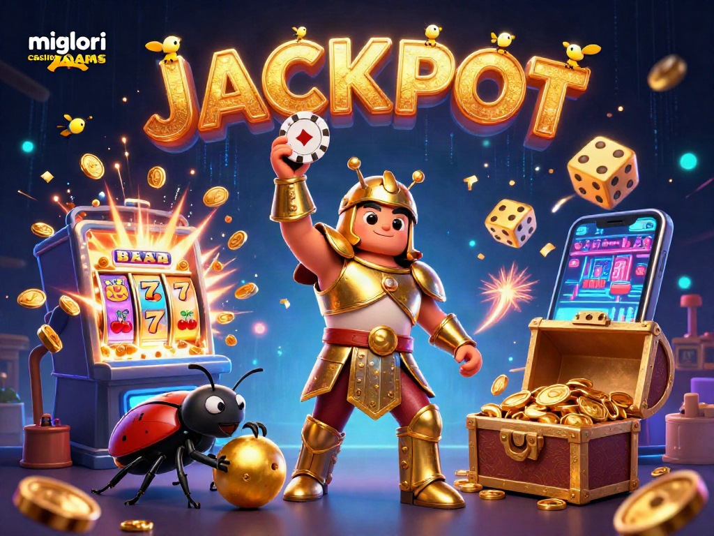 I migliori casino non AAMS offrono slot e favolosi jackpot in un'illustrazione colorata.